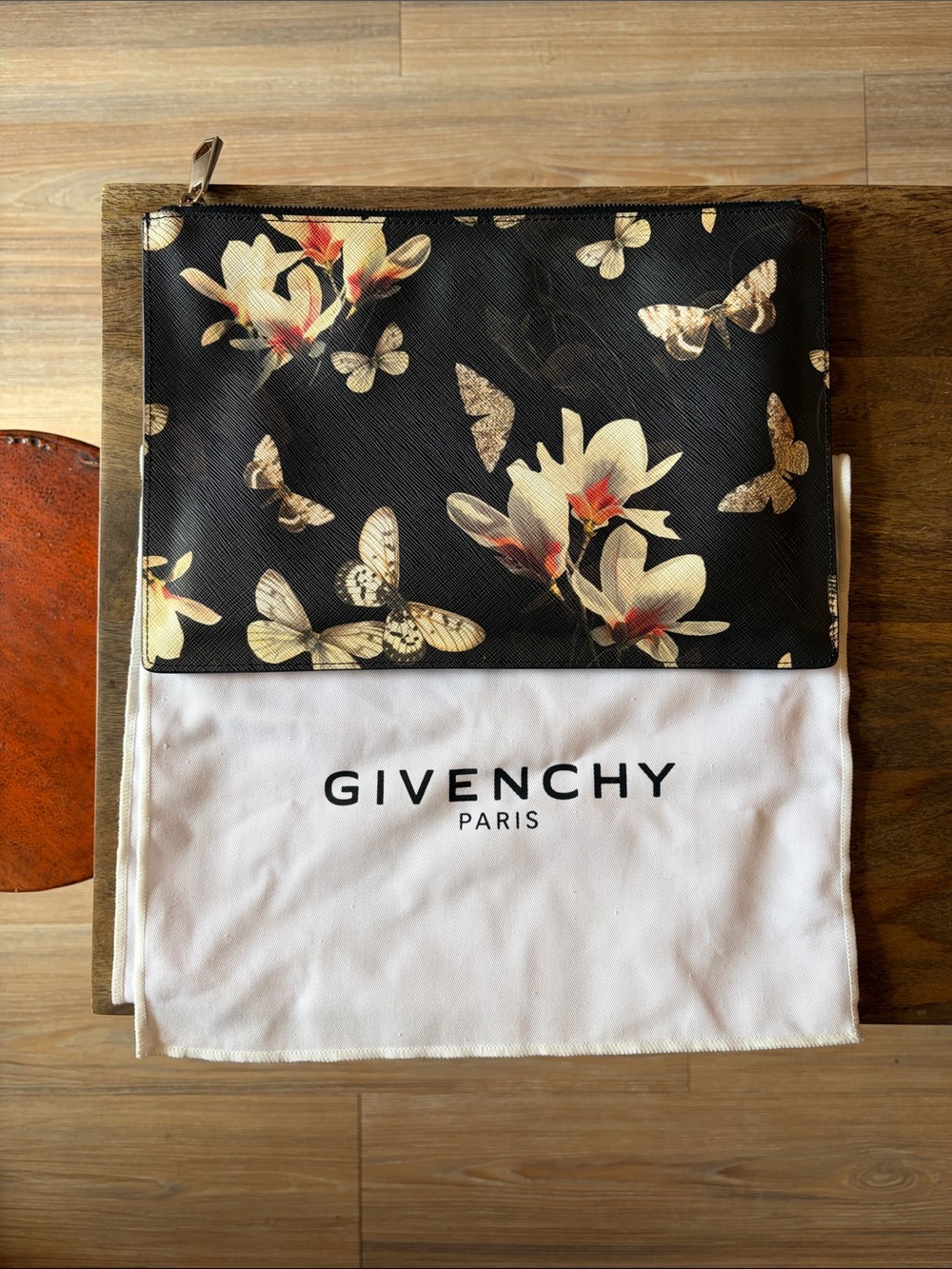 Givenchy Black Floral & Butterfly Zip Pouch
